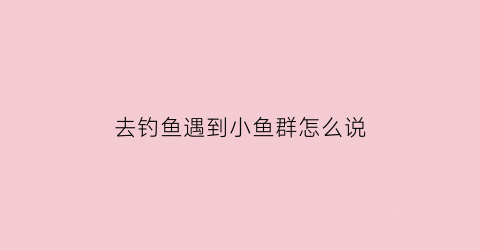 去钓鱼遇到小鱼群怎么说(去钓鱼遇到小鱼群怎么说呢)