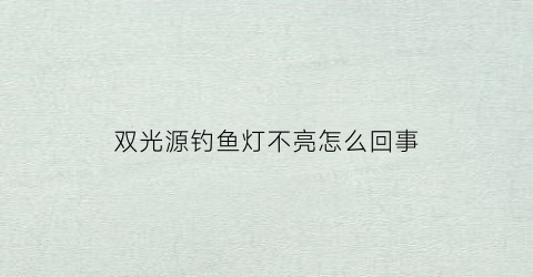 双光源钓鱼灯不亮怎么回事(夜钓灯双光源与四光源有什么区别)