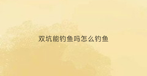 双坑能钓鱼吗怎么钓鱼(双坑水库怎么样)