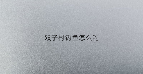 双子村钓鱼怎么钓(双子村怎么玩)