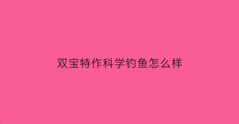 双宝特作科学钓鱼怎么样(双宝渔具的质量怎么样)