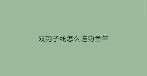 双钩子线怎么连钓鱼竿(钓鱼双钩子线的绑法)
