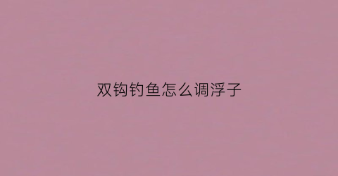 双钩钓鱼怎么调浮子(双钩钓鱼怎么调浮子线)