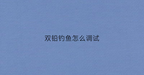 双铅钓鱼怎么调试(双铅钓鱼怎么调试好用)
