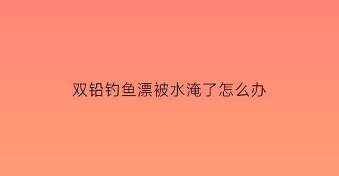 双铅钓鱼漂被水淹了怎么办(双铅怎么钓浮)