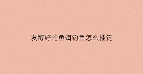 “发酵好的鱼饵钓鱼怎么挂钩(发酵鱼饵如何长期保存)