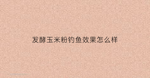 发酵玉米粉钓鱼效果怎么样(发酵玉米鱼饵)