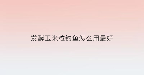 发酵玉米粒钓鱼怎么用最好(钓鱼用的发酵玉米怎么制作里面加什么)