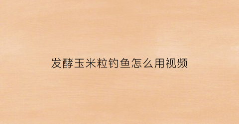 发酵玉米粒钓鱼怎么用视频(野钓发酵玉米的做法)