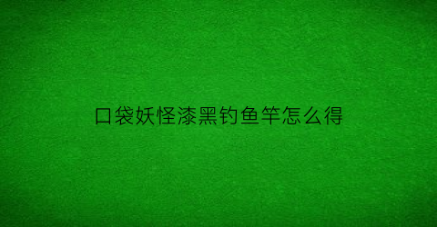 口袋妖怪漆黑钓鱼竿怎么得(口袋妖怪漆黑的魅影钓鱼)