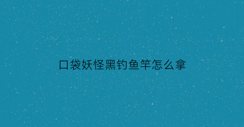 “口袋妖怪黑钓鱼竿怎么拿(口袋妖怪黑白钓鱼)