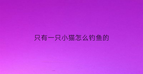 “只有一只小猫怎么钓鱼的(一只小猫钓大鱼)
