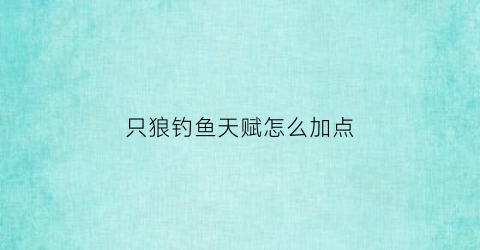 只狼钓鱼天赋怎么加点(只狼怎么出钩)