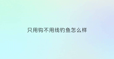 只用钩不用线钓鱼怎么样