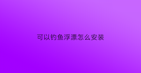 可以钓鱼浮漂怎么安装(钓鱼漂浮怎么安装图解视频)