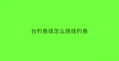 “台钓鱼线怎么绕线钓鱼(台钓鱼线怎么绕线钓鱼视频)