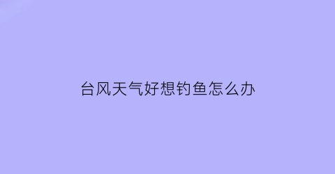 台风天气好想钓鱼怎么办