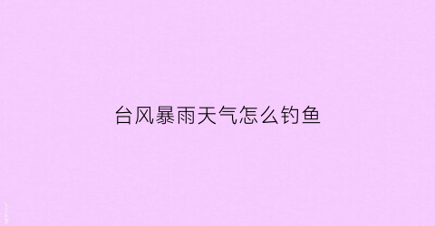 “台风暴雨天气怎么钓鱼(台风天下雨能钓鱼吗)