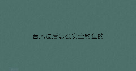 “台风过后怎么安全钓鱼的(台风天后钓鱼)