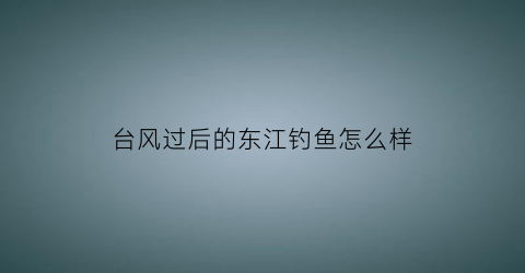 “台风过后的东江钓鱼怎么样(东江冬天钓不到鱼)