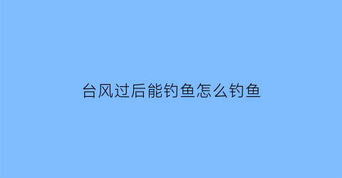 台风过后能钓鱼怎么钓鱼