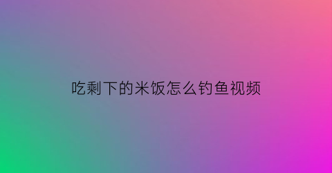 吃剩下的米饭怎么钓鱼视频(吃剩下的米饭怎么钓鱼视频教程)
