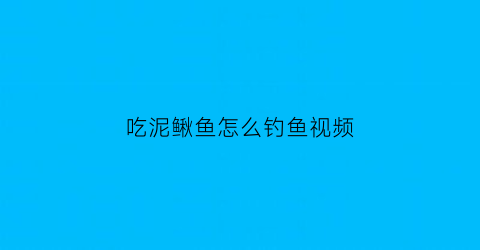 吃泥鳅鱼怎么钓鱼视频(泥鳅吃鱼饵吗)