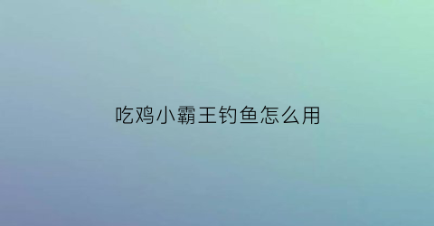 吃鸡小霸王钓鱼怎么用
