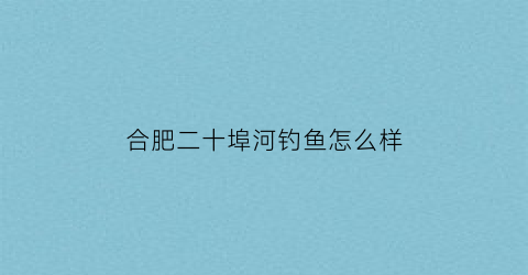 “合肥二十埠河钓鱼怎么样(合肥二十埠河初期雨水调蓄)