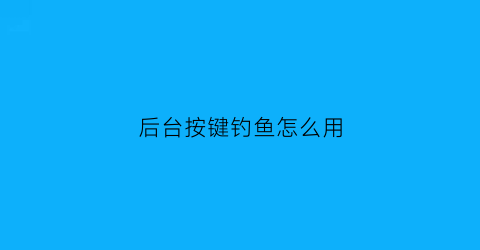 后台按键钓鱼怎么用(钓鱼按键精灵怎么用)
