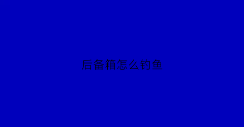 后备箱怎么钓鱼(钓鱼汽车后备箱)