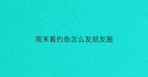 周末看钓鱼怎么发朋友圈