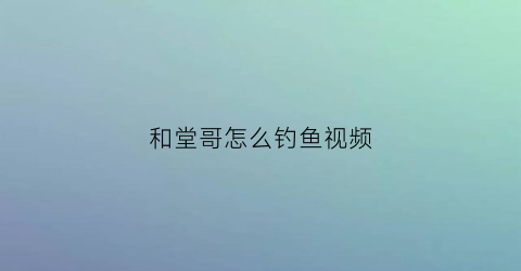 和堂哥怎么钓鱼视频(和堂哥怎么钓鱼视频教学)