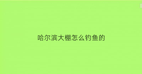 “哈尔滨大棚怎么钓鱼的(哈尔滨大棚种植基地在哪)