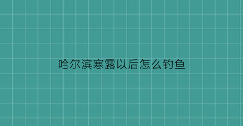 哈尔滨寒露以后怎么钓鱼(哈尔滨冬季野钓)