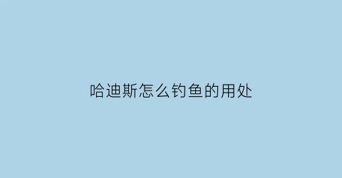 “哈迪斯怎么钓鱼的用处(哈迪斯钓不到鱼)