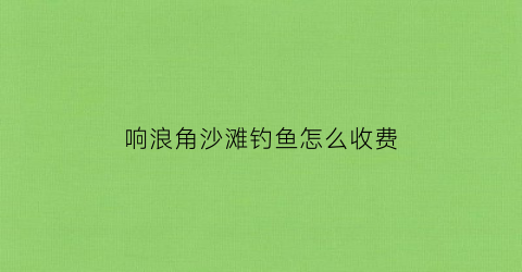 响浪角沙滩钓鱼怎么收费(响浪角沙滩开放时间)