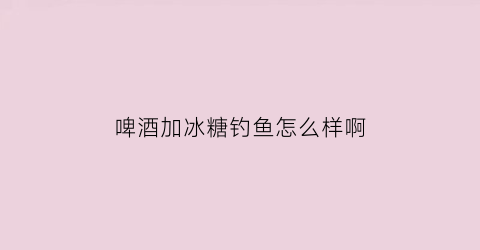 啤酒加冰糖钓鱼怎么样啊