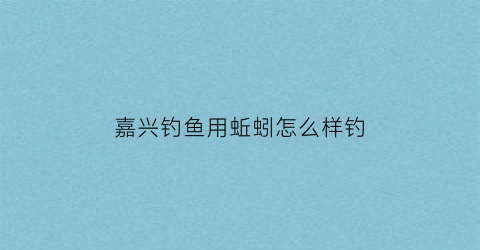 嘉兴钓鱼用蚯蚓怎么样钓(嘉兴野钓地点)
