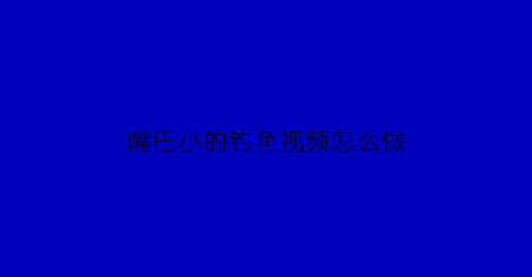 嘴巴小的钓鱼视频怎么做