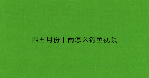 四五月份下雨怎么钓鱼视频(四五月份下雨怎么钓鱼视频讲解)