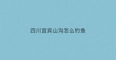 四川宜宾山沟怎么钓鱼(宜宾山沟沟)