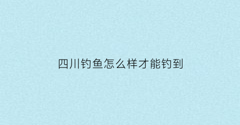 四川钓鱼怎么样才能钓到
