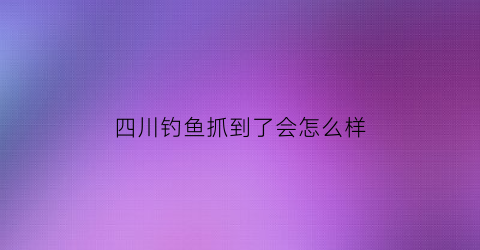 四川钓鱼抓到了会怎么样(四川钓法)