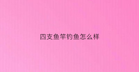 四支鱼竿钓鱼怎么样