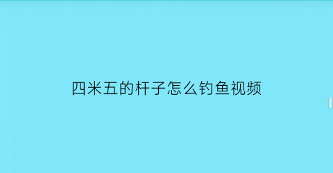 “四米五的杆子怎么钓鱼视频(钓鱼四米五的杆子用几米的线最好)