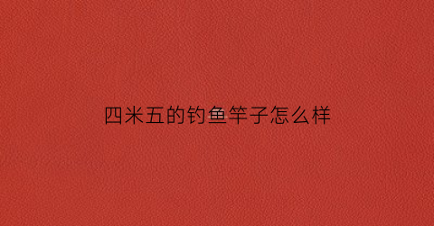 四米五的钓鱼竿子怎么样(4米5长钓鱼竿什么牌子好)