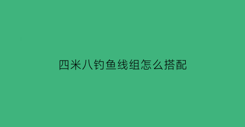 “四米八钓鱼线组怎么搭配(4米8的鱼竿钓适合钓什么地方)