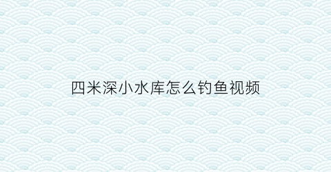 四米深小水库怎么钓鱼视频