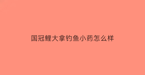 国冠鲤大拿钓鱼小药怎么样